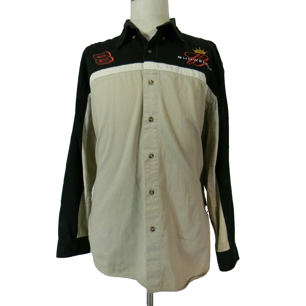 Dale Earnhardt JR. Shirt Men's XL Extra Large Long Sleeve Tan Black NASCAR